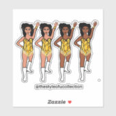 Stickers Majorette / Danseuse Frange Jaune (Feuille)