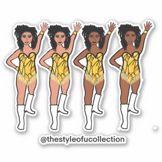 Stickers Majorette / Danseuse Frange Jaune (Devant)