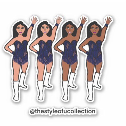 Stickers Majorette / Danseuse Frange Marine (Devant)
