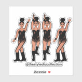 Stickers Majorette / Danseuse Frange Noir #2 (Feuille)