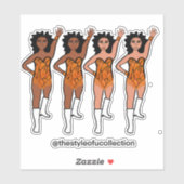 Stickers Majorette / Danseuse Frange orange (Feuille)
