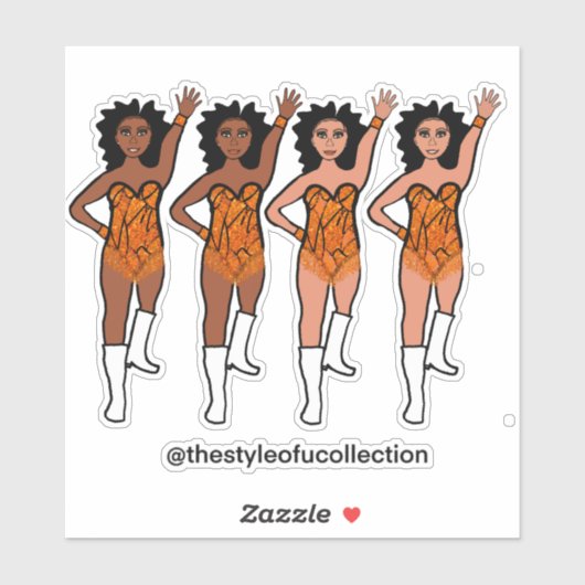 Stickers Majorette / Danseuse Frange orange (Feuille)