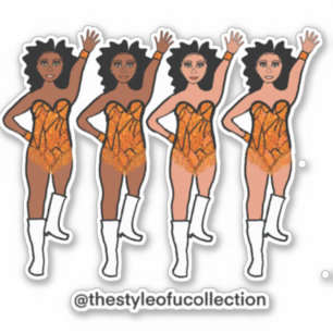 Stickers Majorette / Danseuse Frange orange
