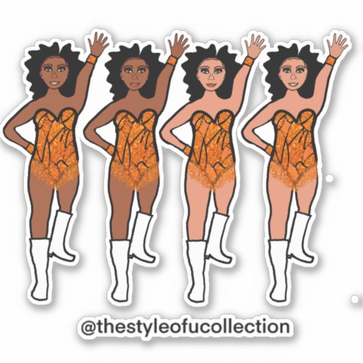 Stickers Majorette / Danseuse Frange orange (Devant)