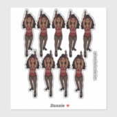 Stickers Majorette / Danseuse Frange rouge / noir  (Feuille)