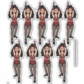 Stickers Majorette / Danseuse Frange rouge / noir  (Devant)