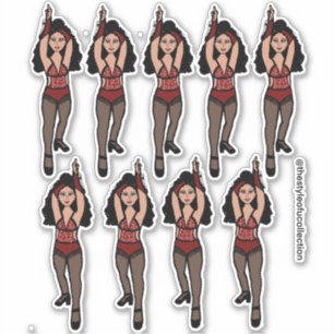 Stickers Majorette / Danseuse Frange rouge / noir 