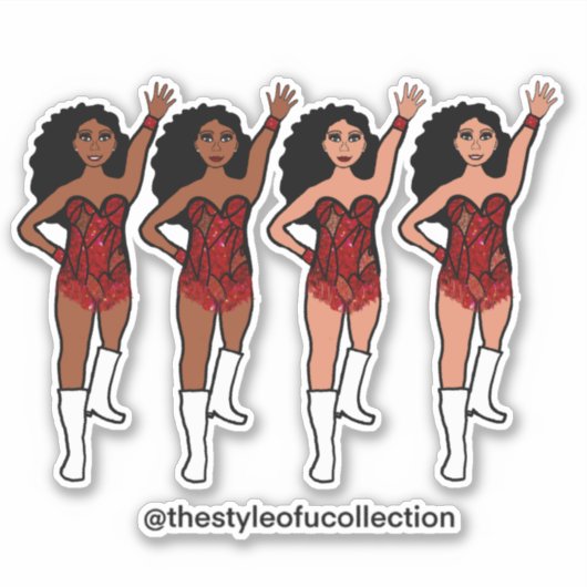 Stickers Majorette / Danseuse Franges rouges (Devant)
