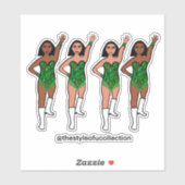 Stickers Majorette / Danseuse Franges vertes (Feuille)