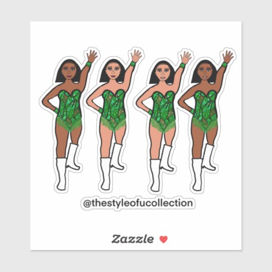 Stickers Majorette / Danseuse Franges vertes (Feuille)