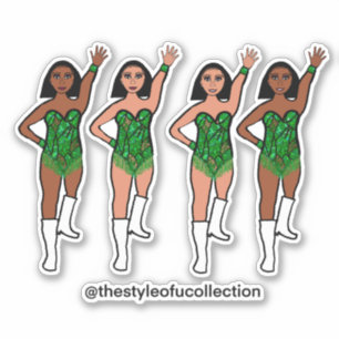 Stickers Majorette / Danseuse Franges vertes