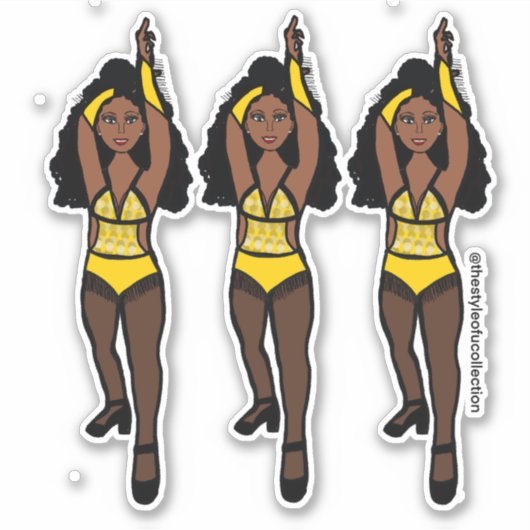 Stickers Majorette / Danseuse Jaune / Frange noire (Devant)