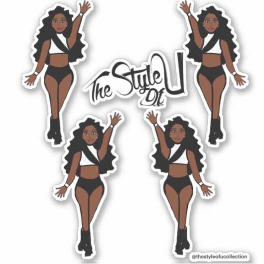 Stickers Majorette / Danseuse Noir & Blanc B (Devant)