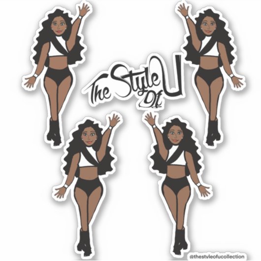 Stickers Majorette / Danseuse noir & blanc C (Devant)