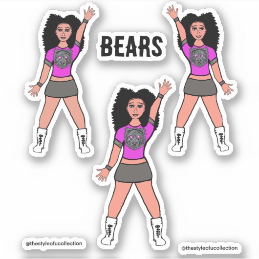 Stickers Majorette / Danseuse Ours D'Argent Rose B (Devant)