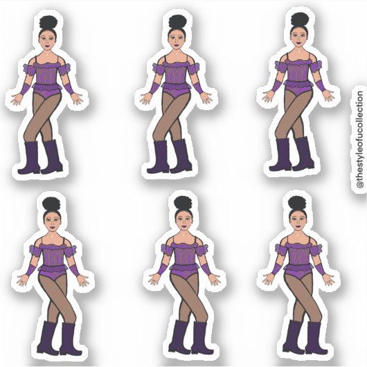 Stickers Majorette / Danseuse Pierres violettes B (Devant)