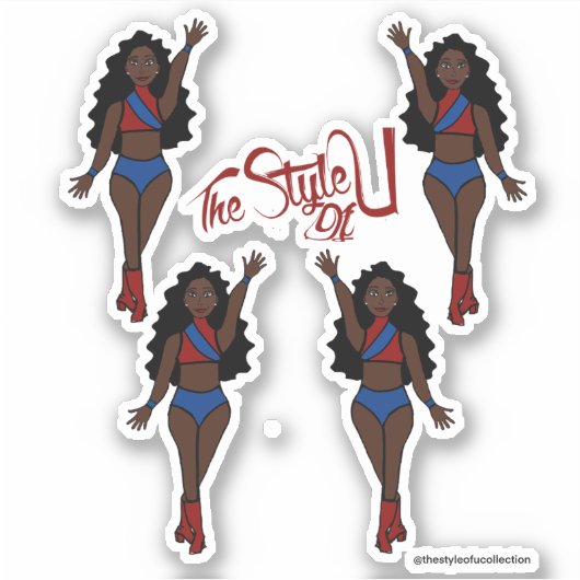 Stickers Majorette / Danseuse Rouge & Bleu (Devant)