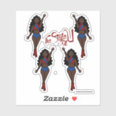 Stickers Majorette / Danseuse Rouge & Bleu (Feuille)