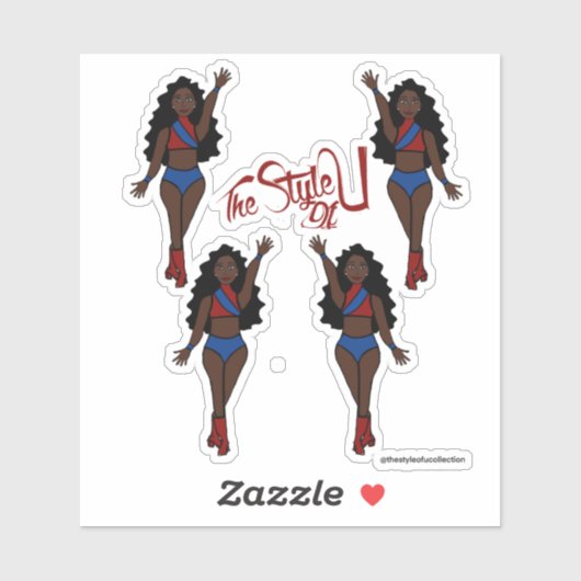 Stickers Majorette / Danseuse Rouge & Bleu (Feuille)