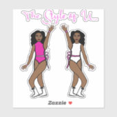 Stickers Majorette / Danseuse Ruban rose (Feuille)