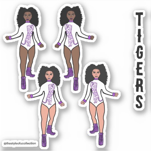Stickers Majorette / Danseuse Tigre blanc violet 2 (Devant)