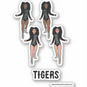 Stickers Majorette / Danseuse Tigre d'argent noir