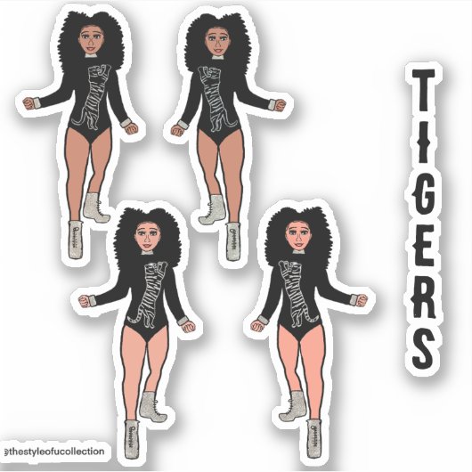 Stickers Majorette / Danseuse Tigre d'argent noir  (Devant)