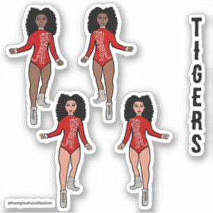 Stickers Majorette / Danseuse Tigre d'argent rouge