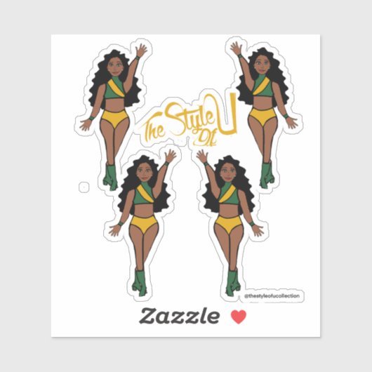 Stickers Majorette / Danseuse Vert & Jaune (Feuille)