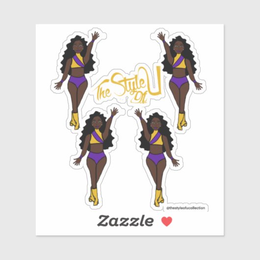 Stickers Majorette / Danseuse violet & jaune (Feuille)