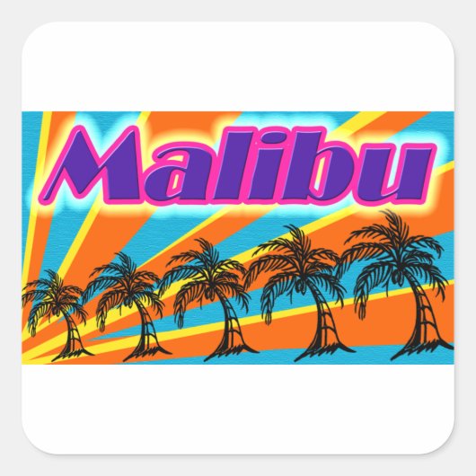 Stickers Malibu 5 Palm Trees (Devant)