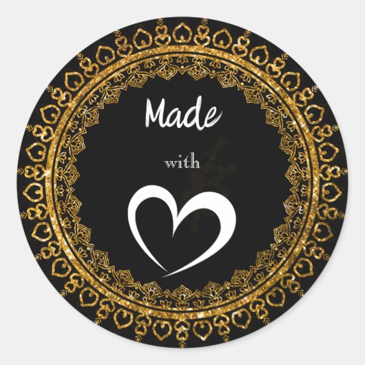 Stickers Mandala Love Black & Gold complexe (Devant)