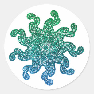 Stickers Mandala Parties scintillant verte et bleu