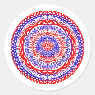 stickers mandala rouge et bleu