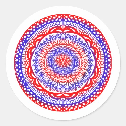 stickers mandala rouge et bleu (Devant)