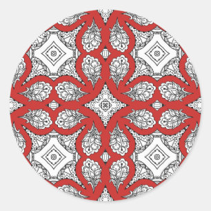 Stickers Mandala rouge, noir et blanc
