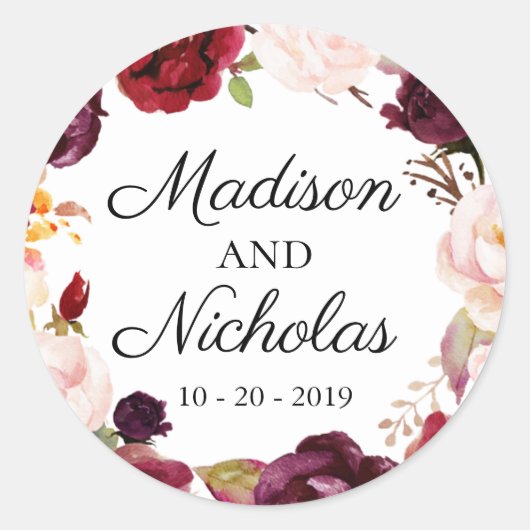 Stickers Mariage à enveloppe rose marsala (Devant)