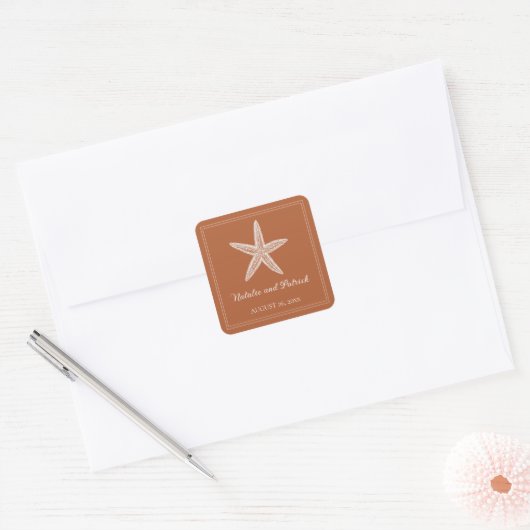 Stickers Mariage à l'Estarfish orange brûlé (Enveloppe)