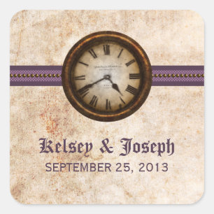Stickers Mariage à l'horloge antique, violet