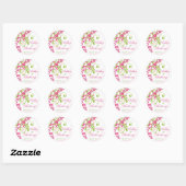 Stickers Mariage Abstrait Rose Vert Blanc (Feuille)
