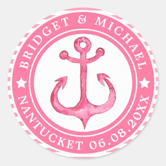 Stickers mariage Ancre rose personnalisé (Devant)