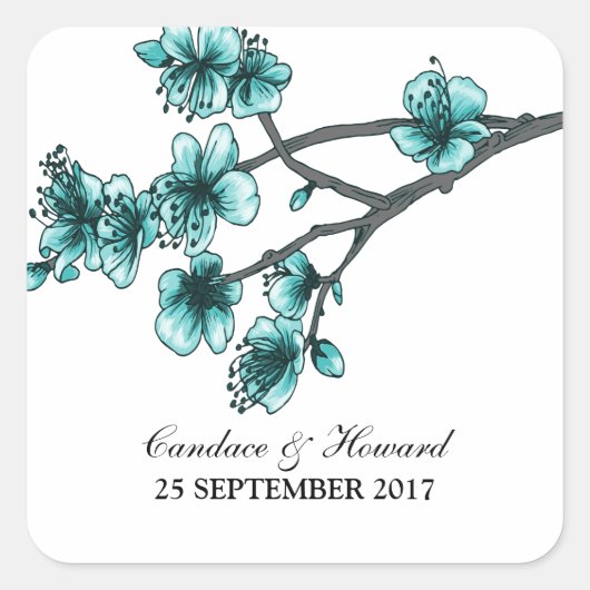 Stickers Mariage Aqua Simple Cerise Blossoms (Devant)