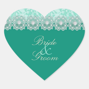 Stickers Mariage Aquamarine dentelle et perles