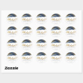 Stickers Mariage | Aquarelle bleue Abstraite dorée (Feuille)