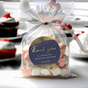 Stickers Mariage   Aquarelle bleue Abstraite dorée