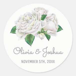Stickers Mariage Aquarelle Roses Blanches