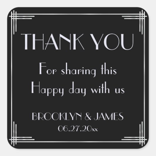 Stickers Mariage Argent Et Noir Art Déco (Devant)