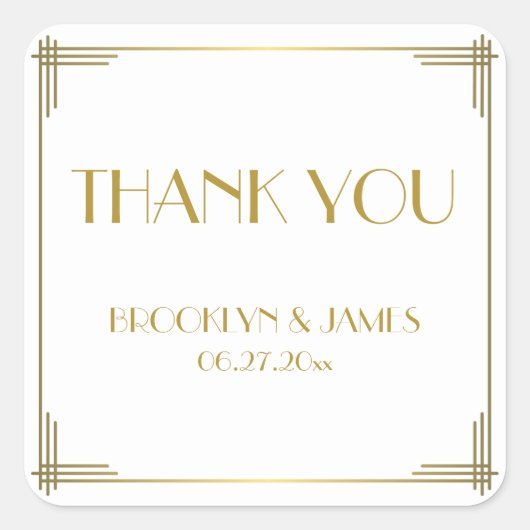 Stickers Mariage Art Déco Merci Gatsby Gold (Devant)
