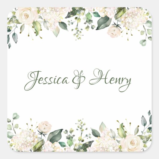 Stickers mariage aux fleurs blanches (Devant)
