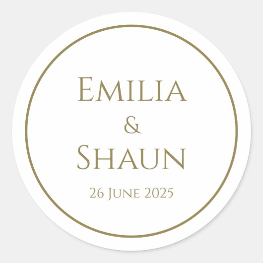 Stickers mariage blanc et or élégant (Devant)